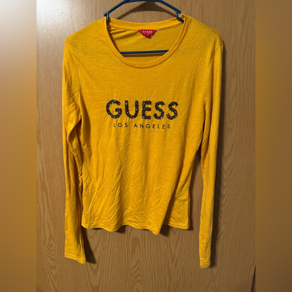 GUESS Women's Yellow Long Sleeve Top